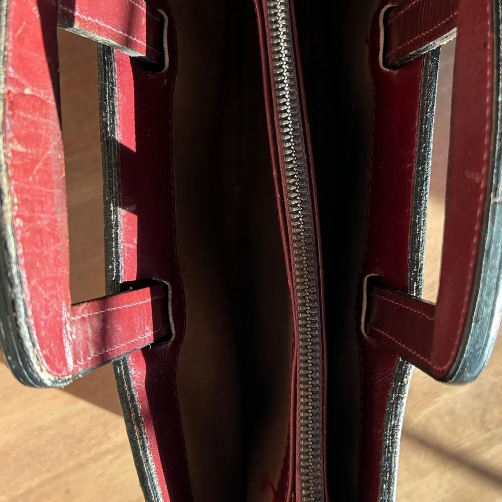 Vintage 1980’s Top Grain Leather Red Burgundy Portfolio Attaché Briefcase